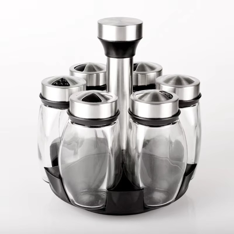 Top Seller Rotate Glass Spice Jar Container Rack Tank Storage Pepper Seasoning Bottle