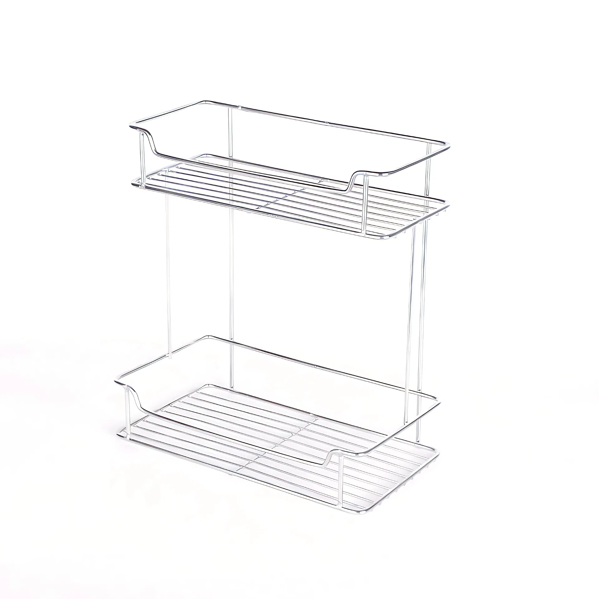 2 Tier Flexible Wall Shelves Spice Rack Seasoning Organizer Stainless Steel Storage Holder with Protection Railing