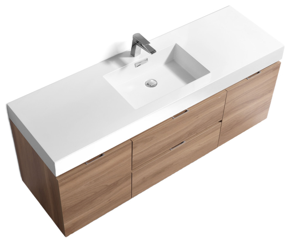 Wall Hanging Wooden Bathroom Cabinets with Single Sink