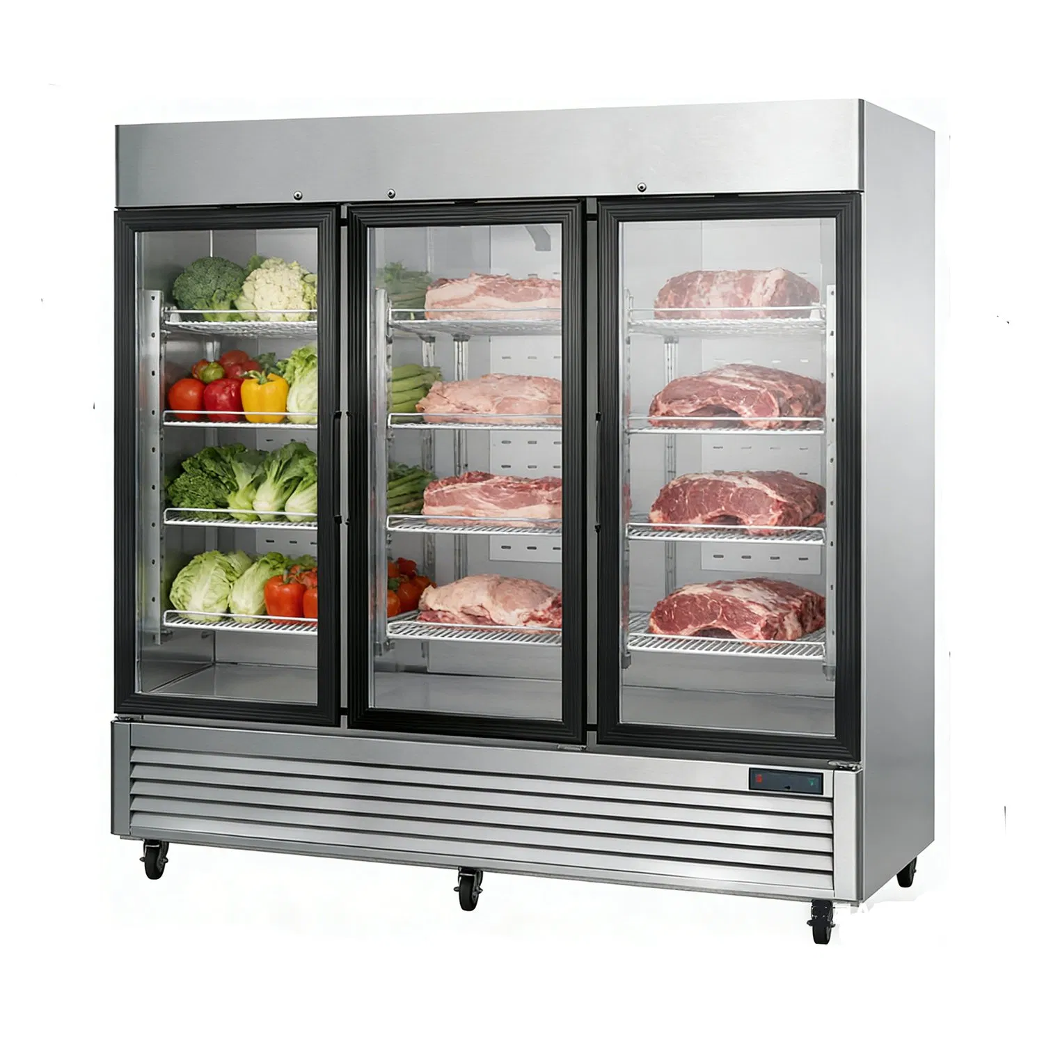 Hottest Supermarket Large Capacity Freezer Vertical Rounded Corner Ergonomic Construction Fridge
