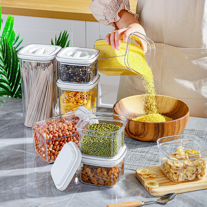 Transparent, Airtight Kitchen Refrigerator, Tableware Compartment, Organization of Rice and Grain Plastic Food Storage Containers, Boxed, Boxed with Lid