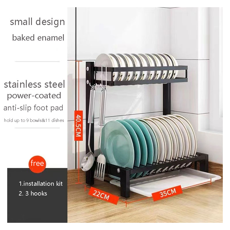 Stylish Double Layer Sink Bowl Storage Rack for Kitchen Organization
