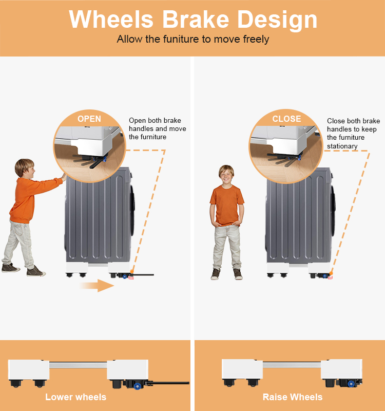 Eco-Friendly Storage Organization Stand for Wash Dryer Household Washing Machine Caster Holders