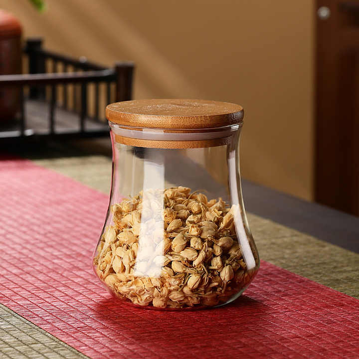 Hot Sale Household Kitchen Refrigerator Storage Glass Spice Jars with Bamboo Lid