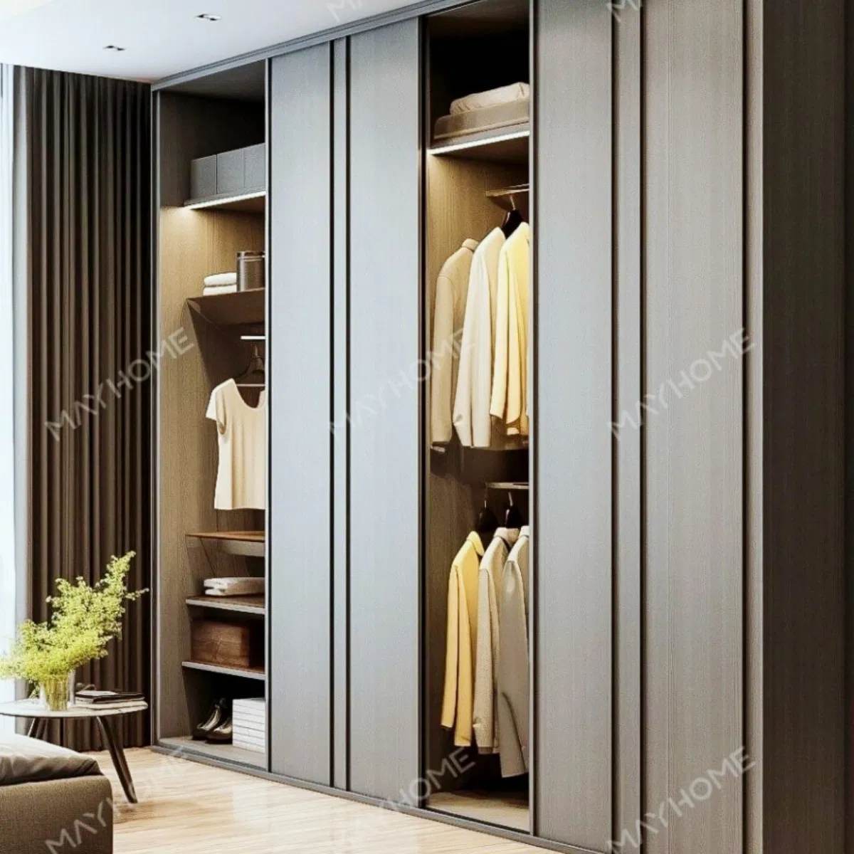 China Noise Insulation Stain Resistant Room Divider Unit Anti-Tip System Bedroom Wardrobe