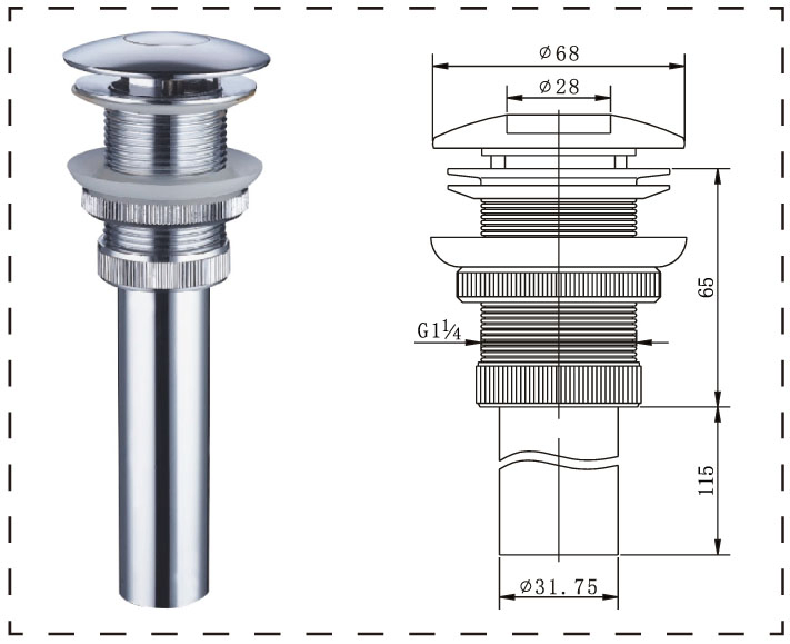 Factory Bathroom Kitchen Brass Zinc Stainless Steel Wash Basin Pop-up Click Clack Rotating Plug Chrome Brushed Overflow Lift Drain Waste (BW3001)