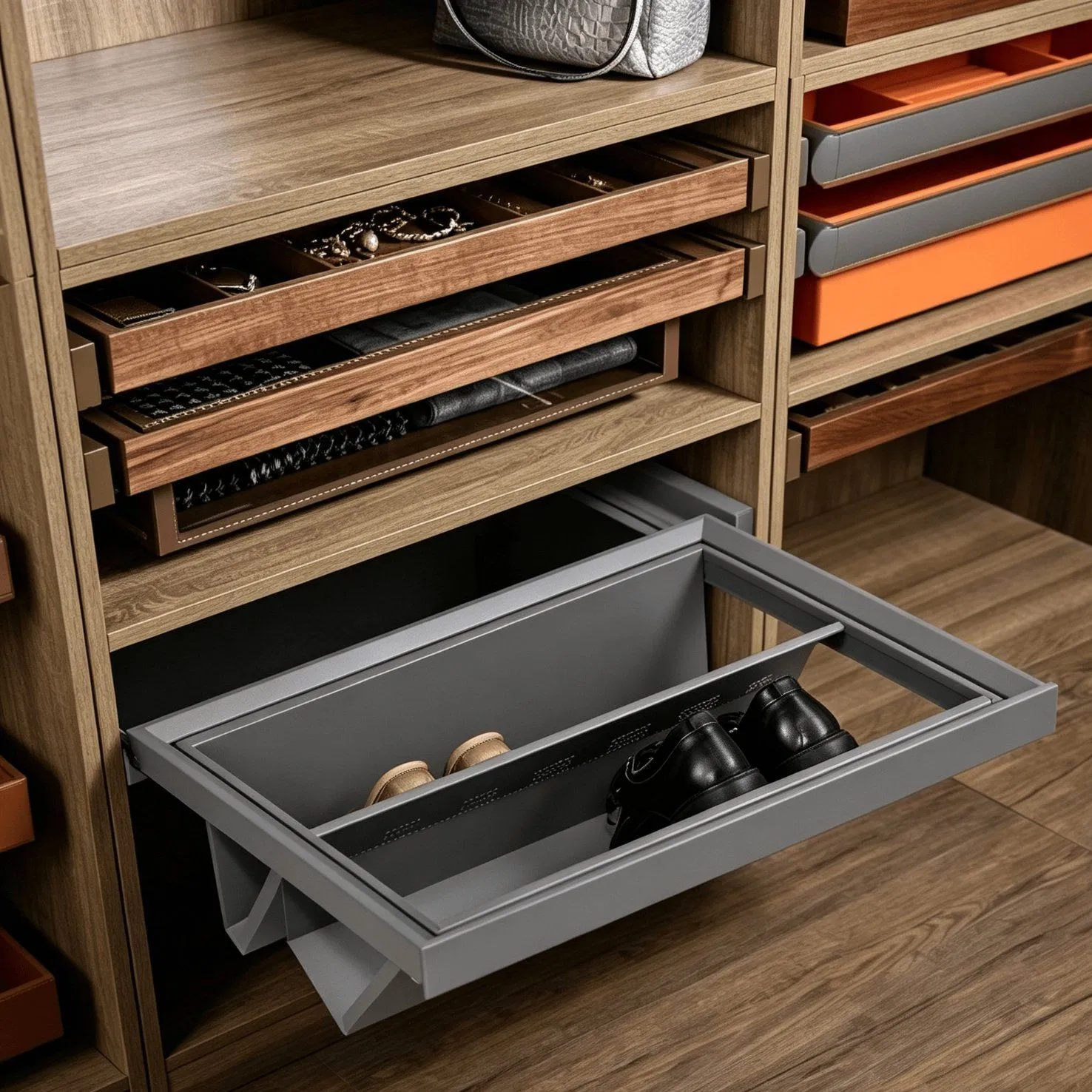Pull out Wardrobe Shoe Rack Soft Close Cabinet Organizer