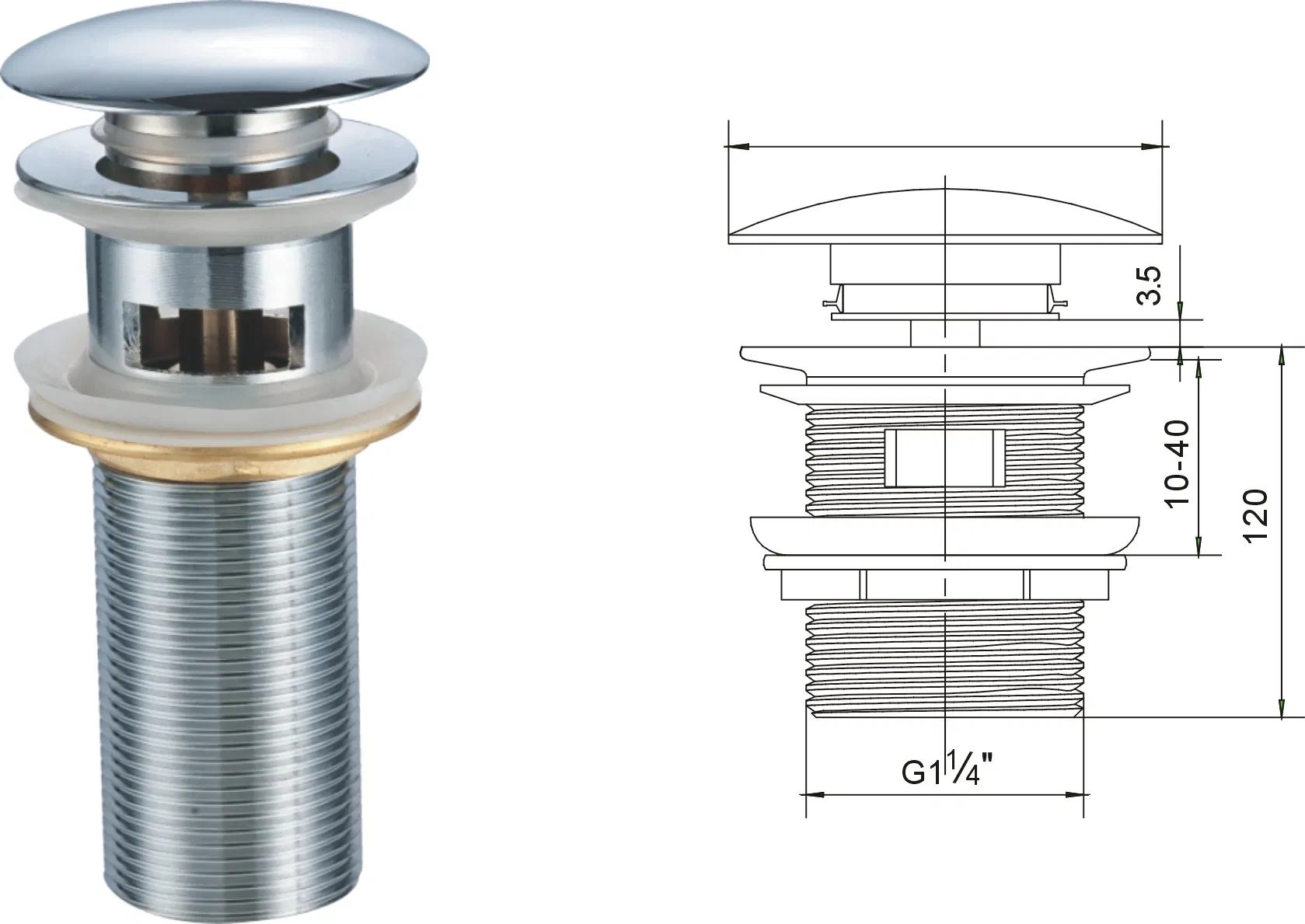 Modern Kitchen Pop up Bath Big Cap Sink Basin Waste