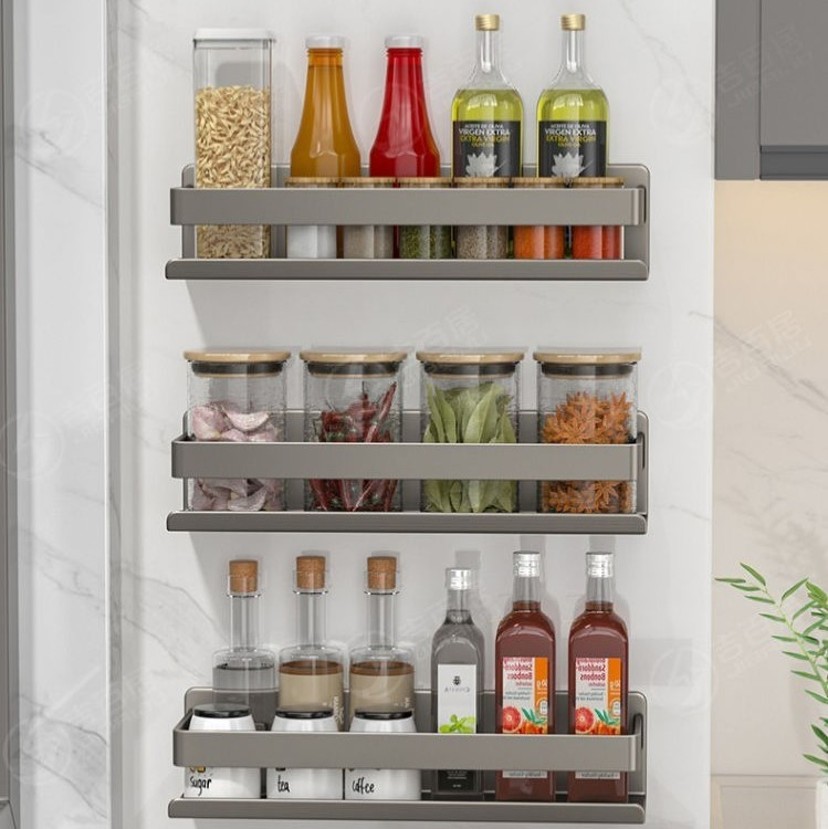 Kitchen Wall-Mounted Spice Rack Carbon Steel Kitchen Cabinet Storage Rack