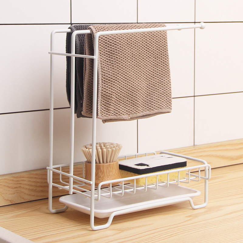 Kitchen Wall-Mounted Storage Rack Metal Sink Storage Rack Dishcloth Hanger