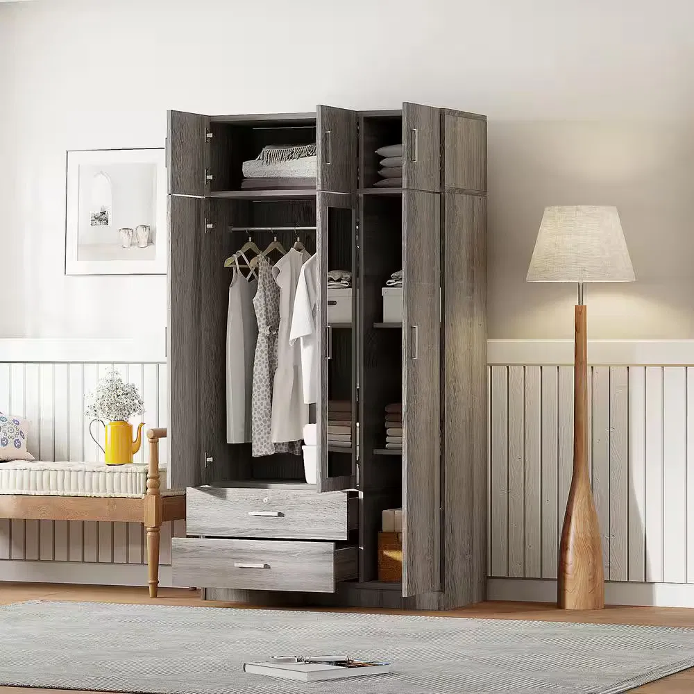 Custom Modular Bedroom Wardrobe with Hinged Doors and Multi-Functional Storage