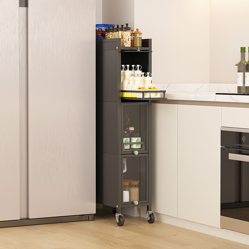 Pull-out Kitchen Utensils Storage Rack for Efficient Space Utilization