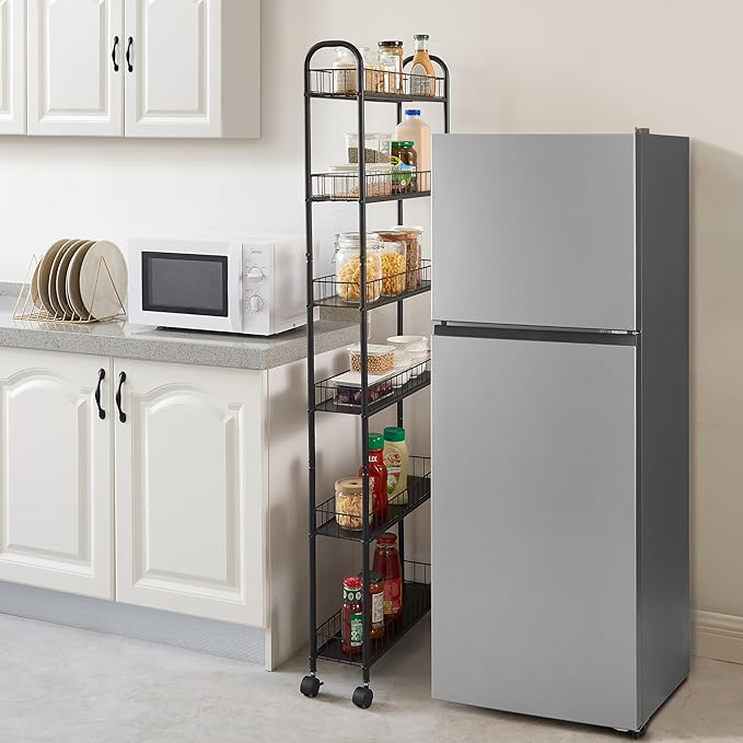 6-Tier Rolling Cart Gap Kitchen Slim Slide out Storage