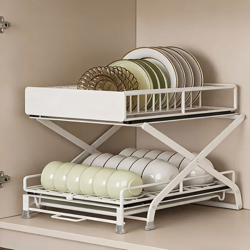 Multi-Layer Under Sink Storage, Slide out Drawer Basket, Drainabler