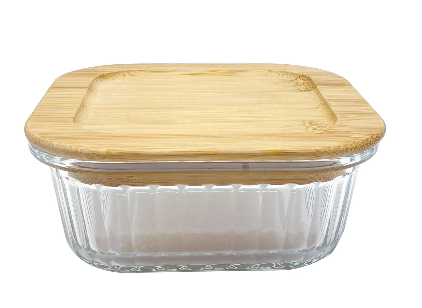 Premium Square Textured Glass Storage, Bamboo Locking Lid, Tempered for Extreme Temps, Ideal for Bulk Foods &amp; Pantry