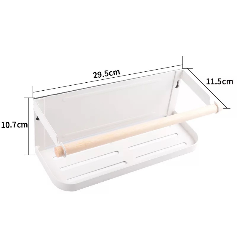 Wall-Mounted No-Drill Magnetic Refrigerator Shelf, Kitchen Side Storage Organizer for Spices, Plastic Wrap and Utensils