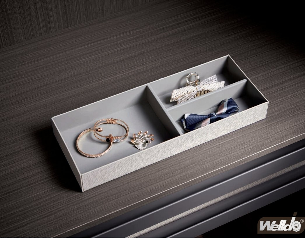 3-Divider Wardrobe Multifunctioanl Storage Box - Aluminum Structure and Soft Leather Compartments and External Color Optional