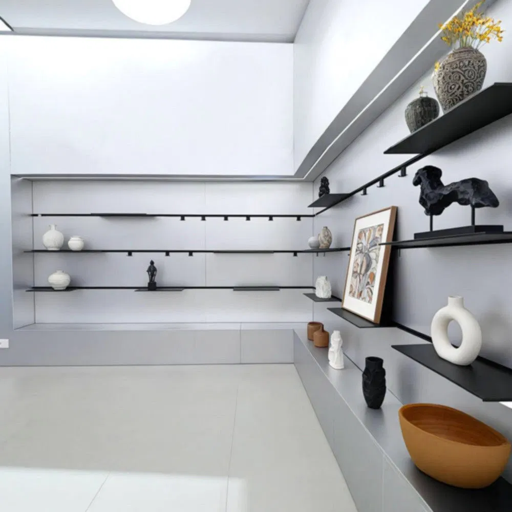 Not Easily Deformed Modular Minimalist Track Wall Shelving System for Storage Room