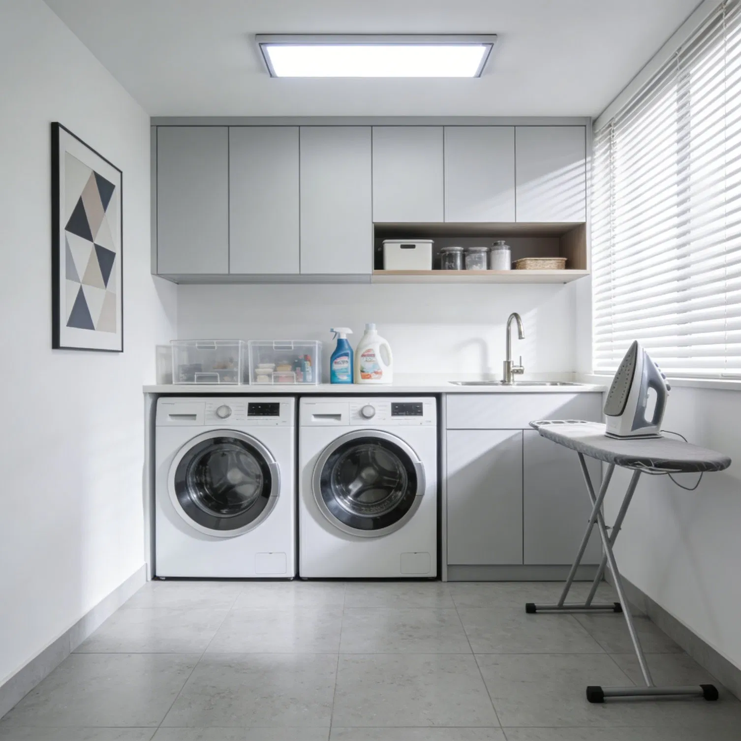 Modern Laundry Cabinet with Easy Clean Finish for Utility Room