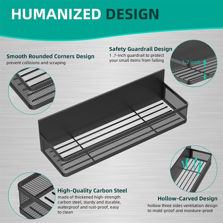 Sanipro Wall Mounted Punch-Free Magnetic Refrigerator Rack Organizer Storage Shelf Kitchen Spice Racks with Metal Hooks
