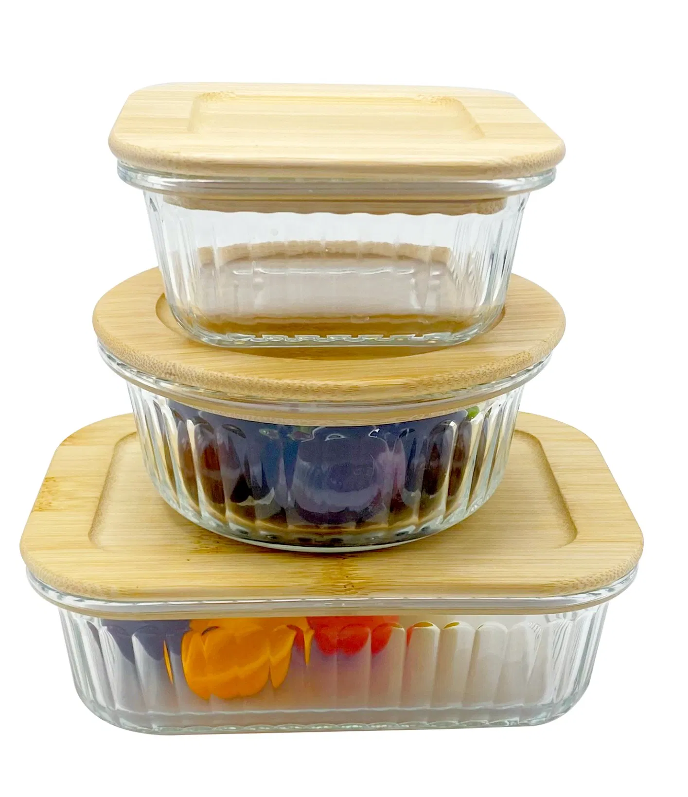 Premium Square Textured Glass Storage, Bamboo Locking Lid, Tempered for Extreme Temps, Ideal for Bulk Foods &amp; Pantry
