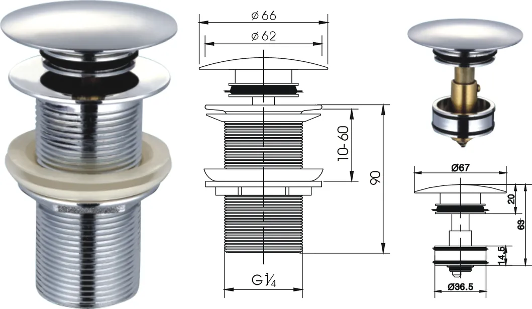 Modern Kitchen Pop up Bath Big Cap Sink Basin Waste