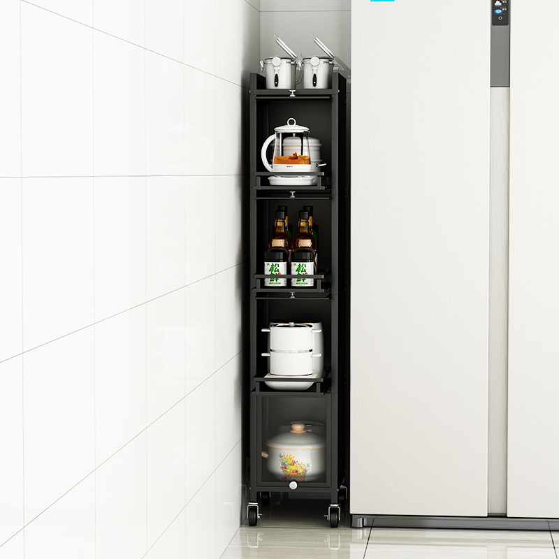 Multi Layer Storage Rack, Pull-out Kitchen Utensils Storage Cabinet Floor Standing Shelf