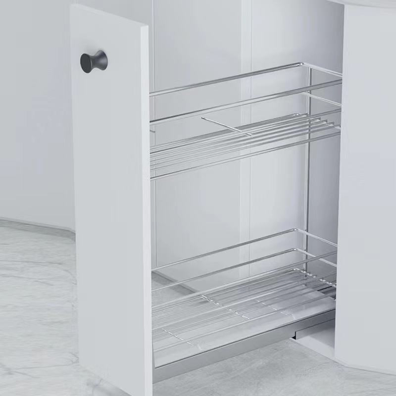 Pull-out Storage Shelf Stainless Steel Kitchen Rack for Spice &amp; Tableware