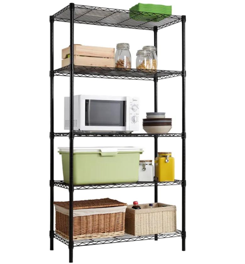 Foodservice Equipment Heavy Duty 5 Tier Wire Shelving Unit Shelves Storage Rack Metal Trolley Storage