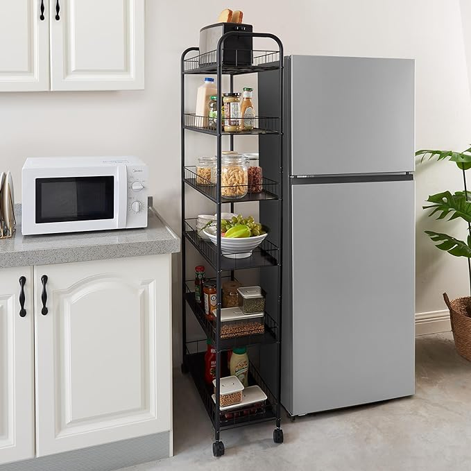 6-Tier Rolling Cart Gap Kitchen Slim Slide out Storage