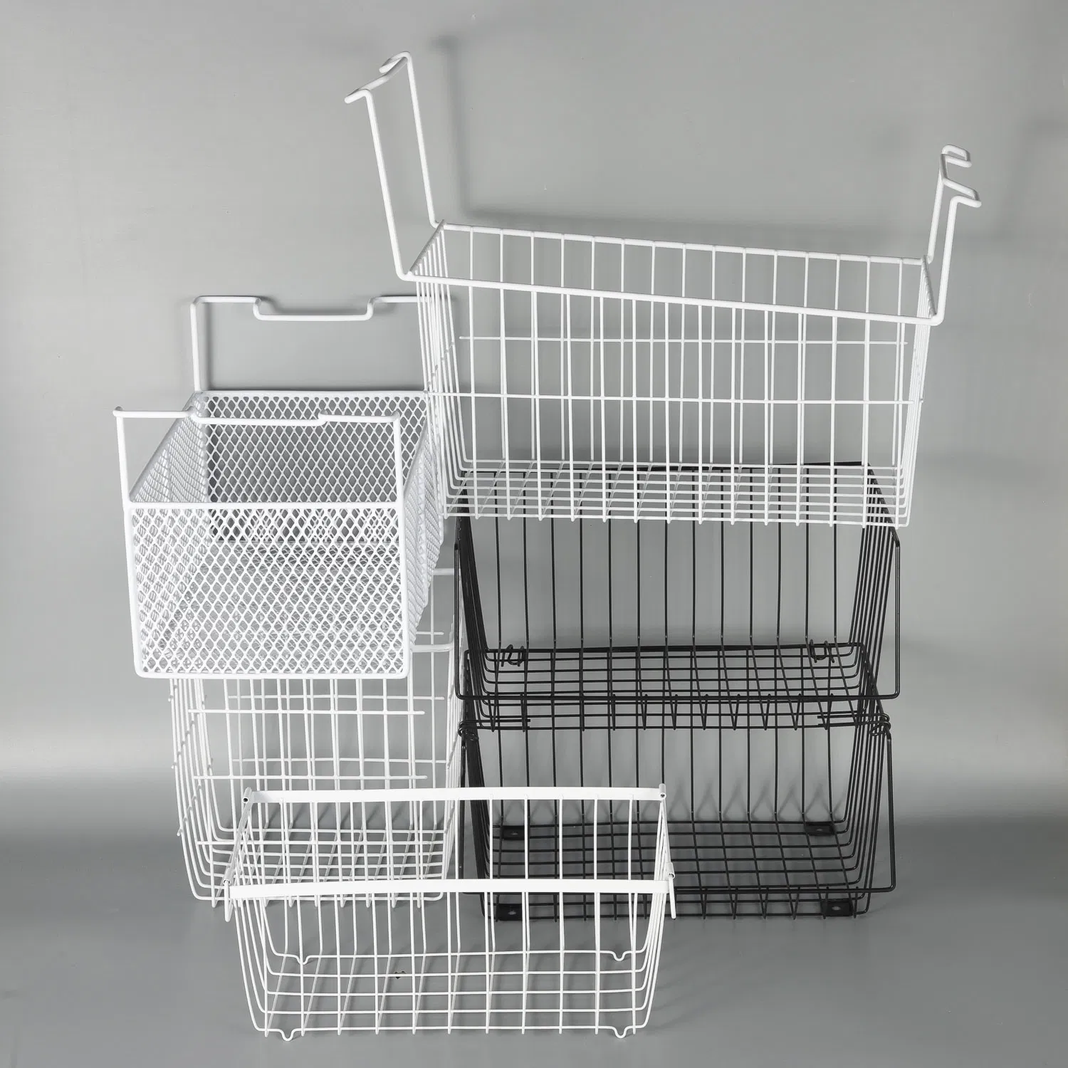 White Metal Home Organization Storage Basket Multi-Function Wire Basket