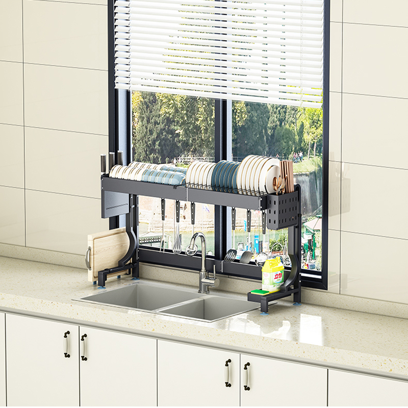 201 Baking Paint Telescopic Over-Sink Storage System Kitchen Utensils &amp; Cookware Utensil Organization Dish Rack Drainer