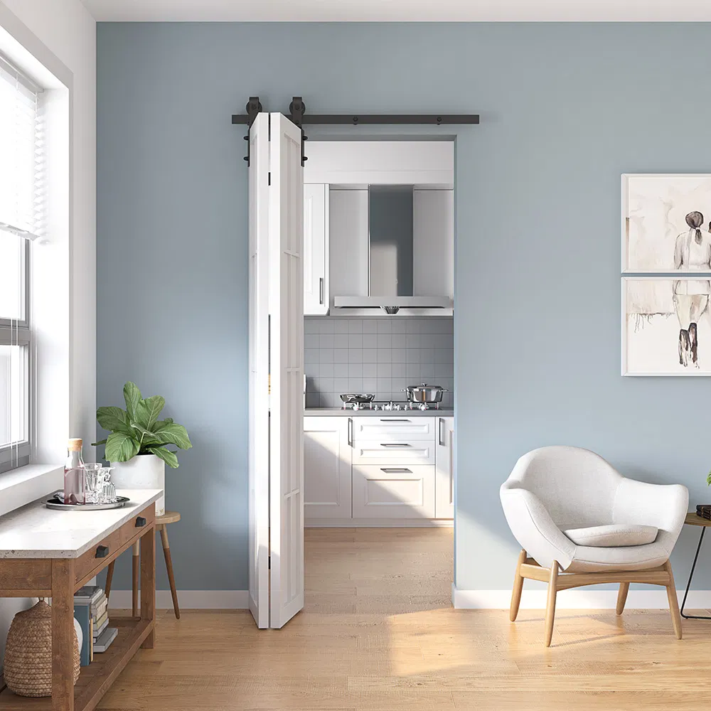 4.3FT Bi-Fold Sliding Door System High Quality Steel Barn Door Hardware Kit