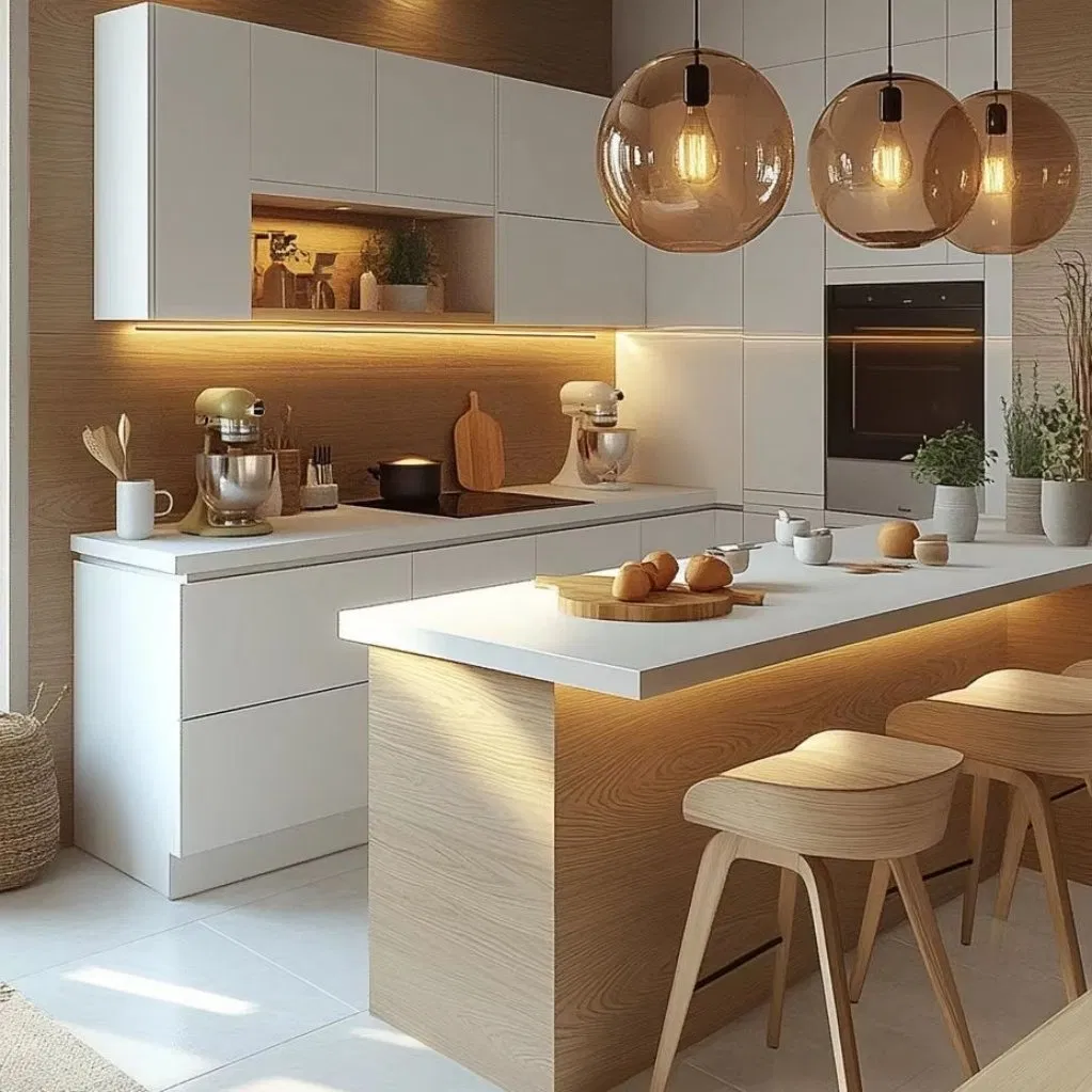 Xh Low MOQ Integrated Long-Lasting Modern Kitchen Cabinetry with Dividers