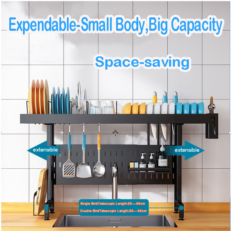 Adjustable Over Sink Dish Rack, Stainless Steel Storage