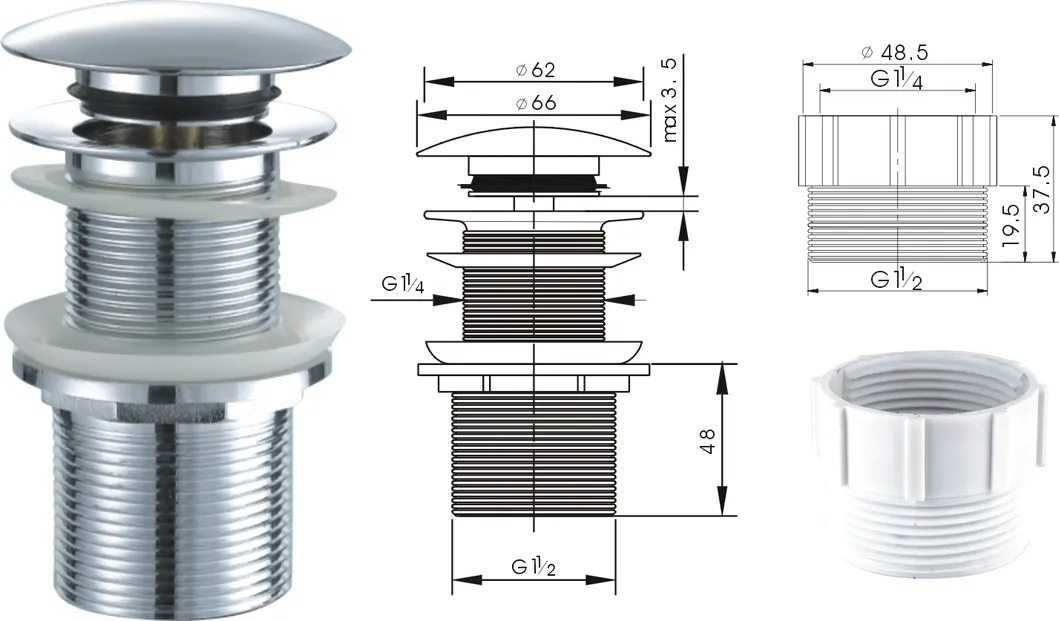 Modern Kitchen Pop up Bath Big Cap Sink Basin Waste
