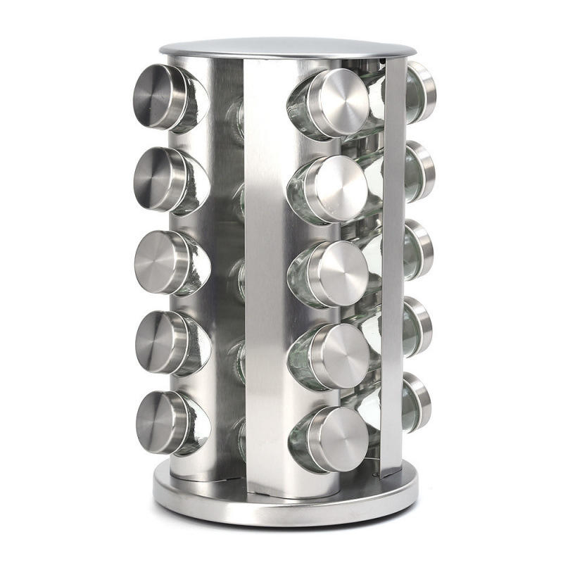 Cylinder Spice Rack Stainless Steel Seasoning Bottle Storage Kitchenware Condiment Container Sets