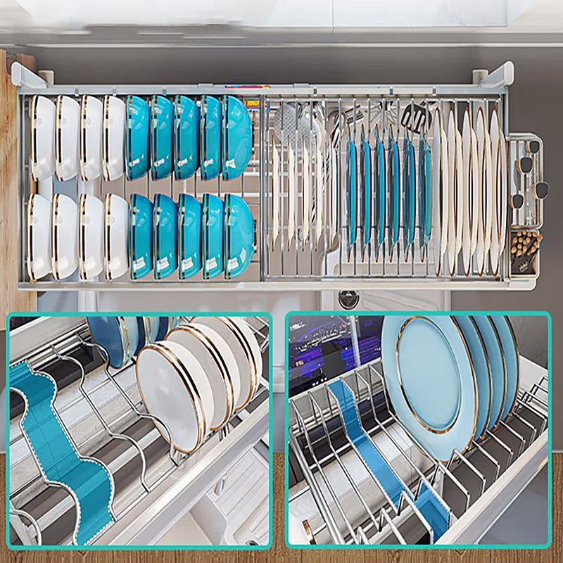 Expandable 201 Stainless Steel Dish Drying Organizer Over-Sink Spice Shelf Efficient Kitchen Storage Organization Rack