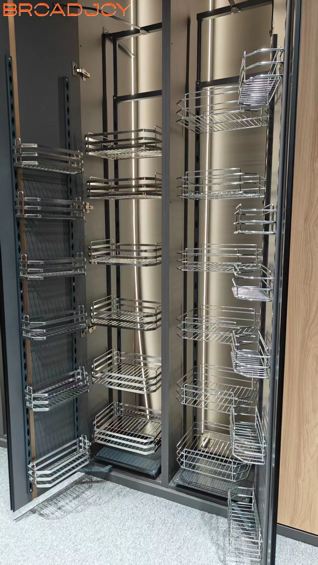 Kitchen Hardware High Organization Shelf Cabinet Holder Sauce Storage Corner Rack Stainless Steel Drawer Mesh Shelfing High Pantry Unit Basket