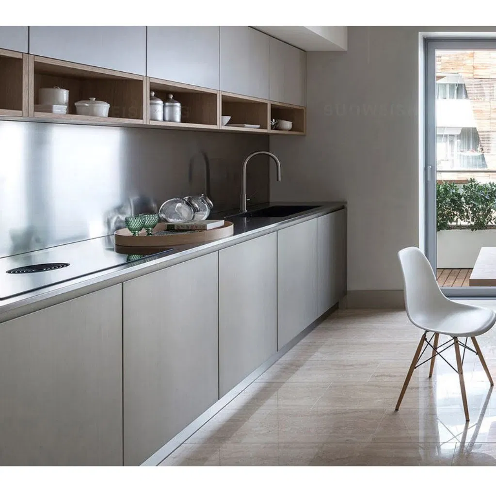 Xh Hot Sale Minimalist Brown Kitchen Cabinets with Durable Hardware