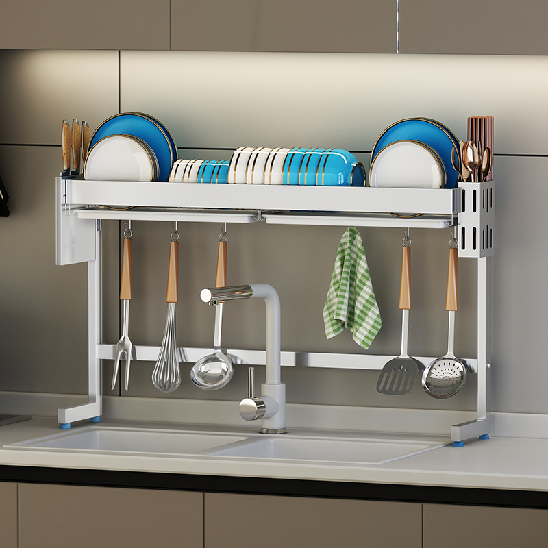 Premium Stainless Steel Over-Sink Dish Draining Rack for Efficient Kitchen Organization
