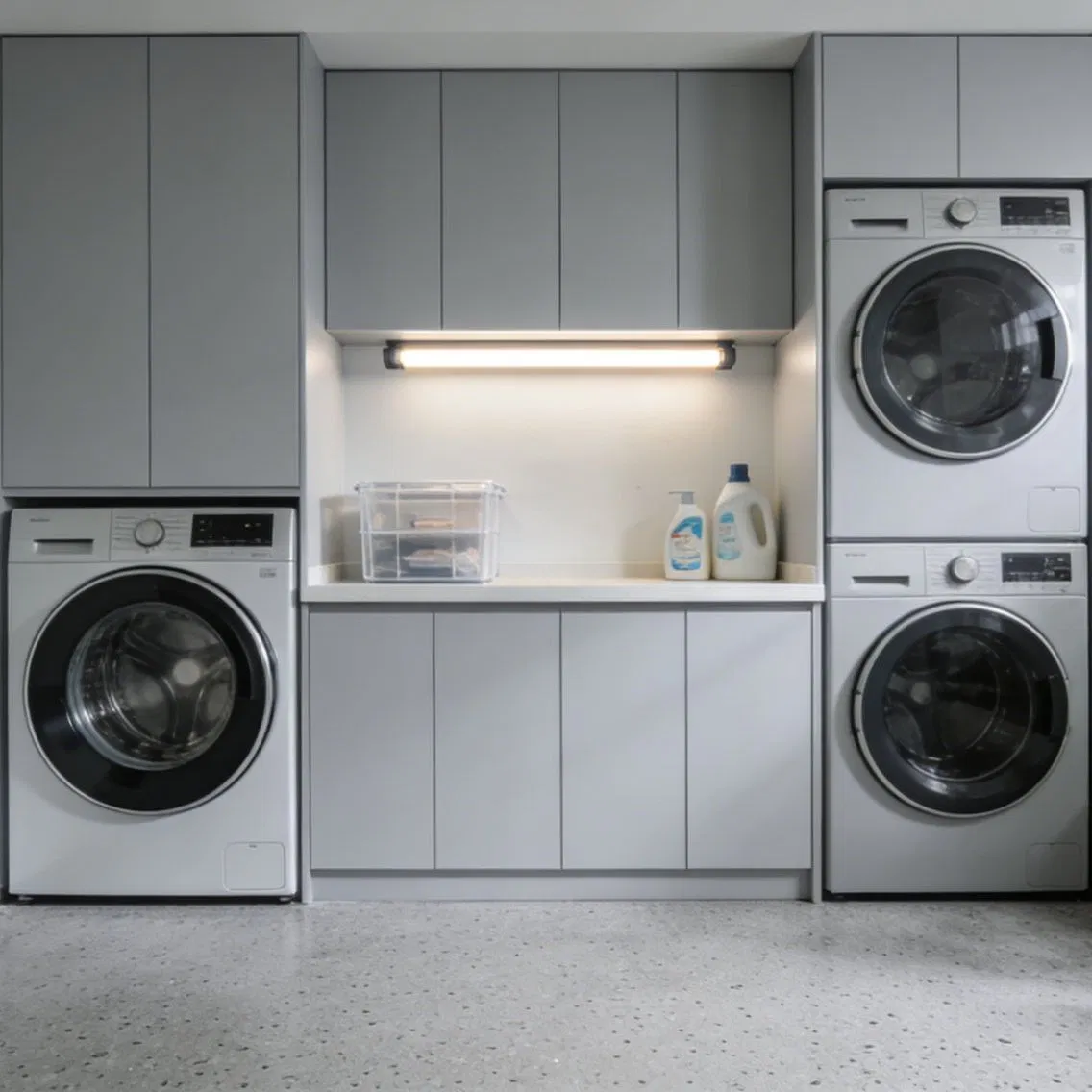 Laundry Cabinet with Moisture Resistant Material for Utility Room