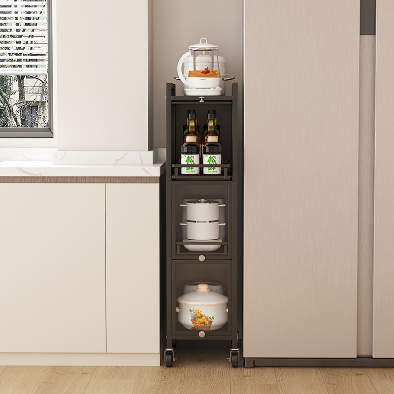 Pull-out Kitchen Utensils Storage Rack for Efficient Space Utilization