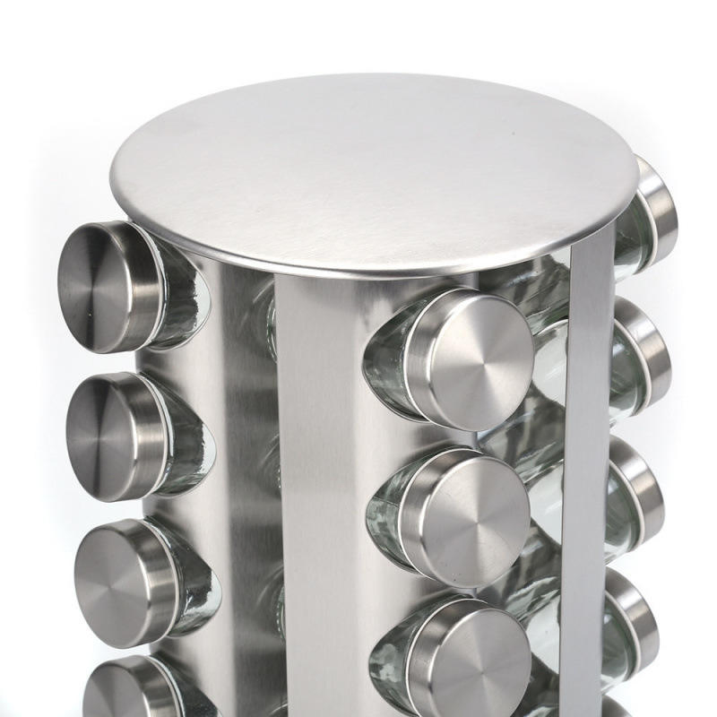 Cylinder Spice Rack Stainless Steel Seasoning Bottle Storage Kitchenware Condiment Container Sets