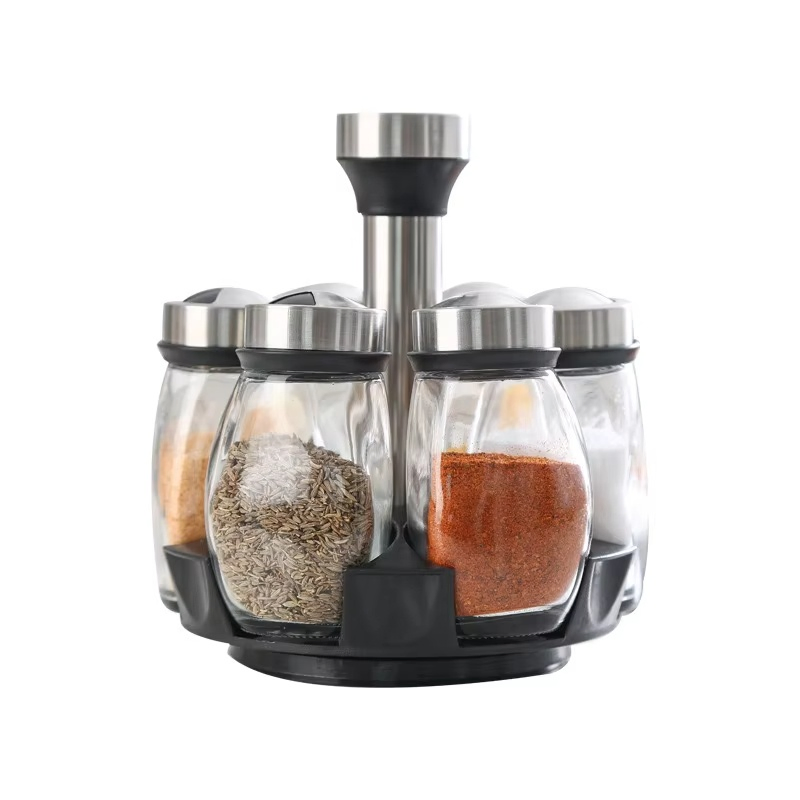 Top Seller Rotate Glass Spice Jar Container Rack Tank Storage Pepper Seasoning Bottle
