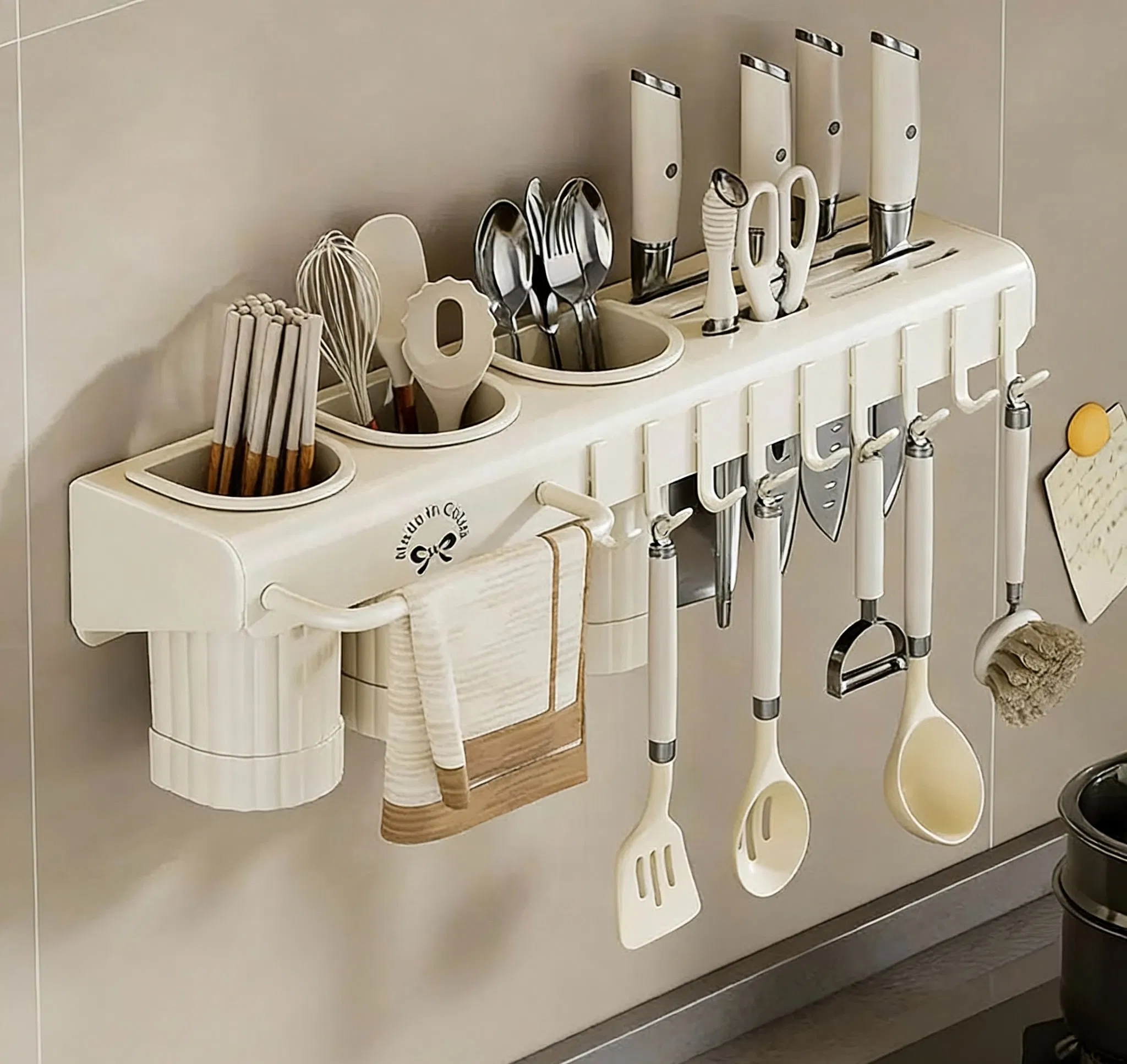 Wall-Mounted Chopsticks Storage Box, Kitchen Knife Rack, Multi-Functional One-Piece Chopstick Holder, Punch-Free Holder for Home Ues