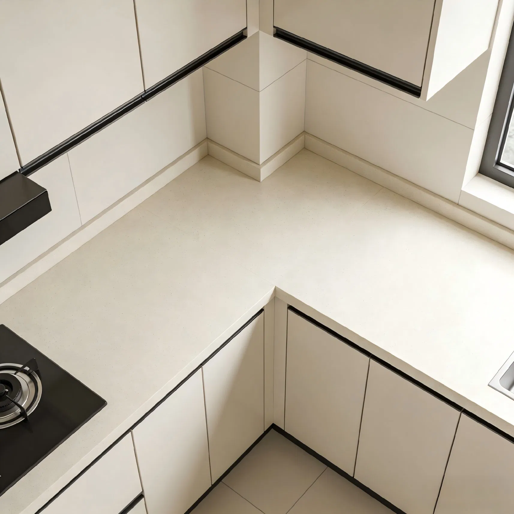 Minimalist Melamine Kitchen Cabinet with Hanging Shelves and Storage Organizers