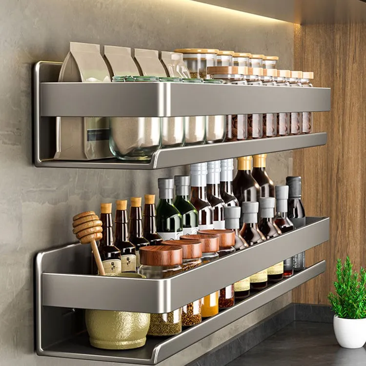 Kitchen Wall-Mounted Spice Rack Carbon Steel Kitchen Cabinet Storage Rack