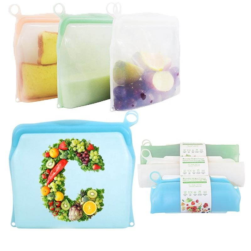 Best Selling Thick Eco Friendly Platinum Silicone Freezer Reusable Food Container Storage Bags