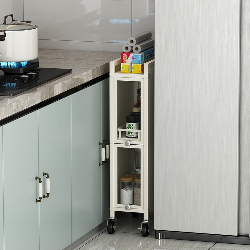 Multi Layer Storage Rack, Pull-out Kitchen Utensils Storage Cabinet Floor Standing Shelf